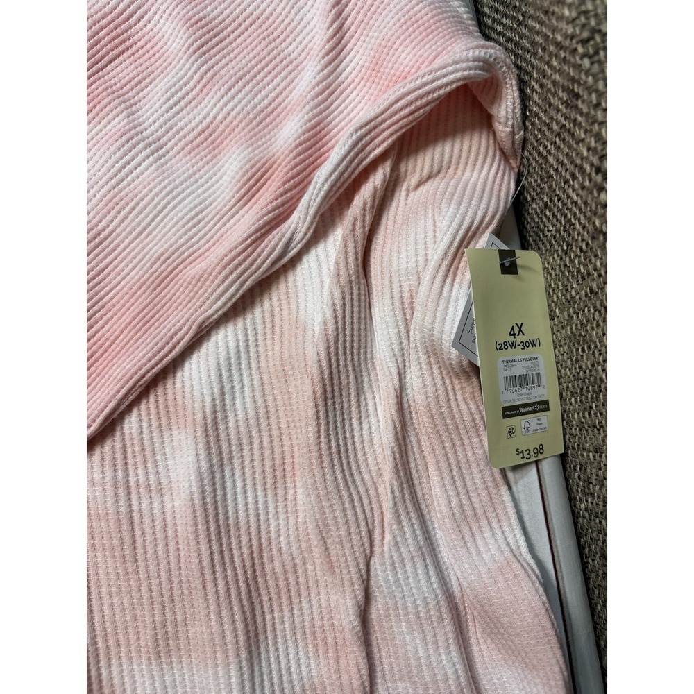 Terra & Sky Womens Tie Dye Pink Purple Thermal Long Sleeve Crewneck Top 4XL NWT - Picture 5 of 8